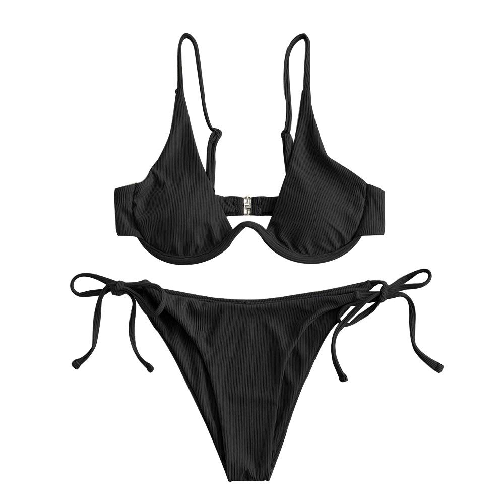 ZAFUL Bikini de Dos Piezas para Mujer, diseño de Leopardo Criss Cross Push Up de Corte Alto y Acolchado