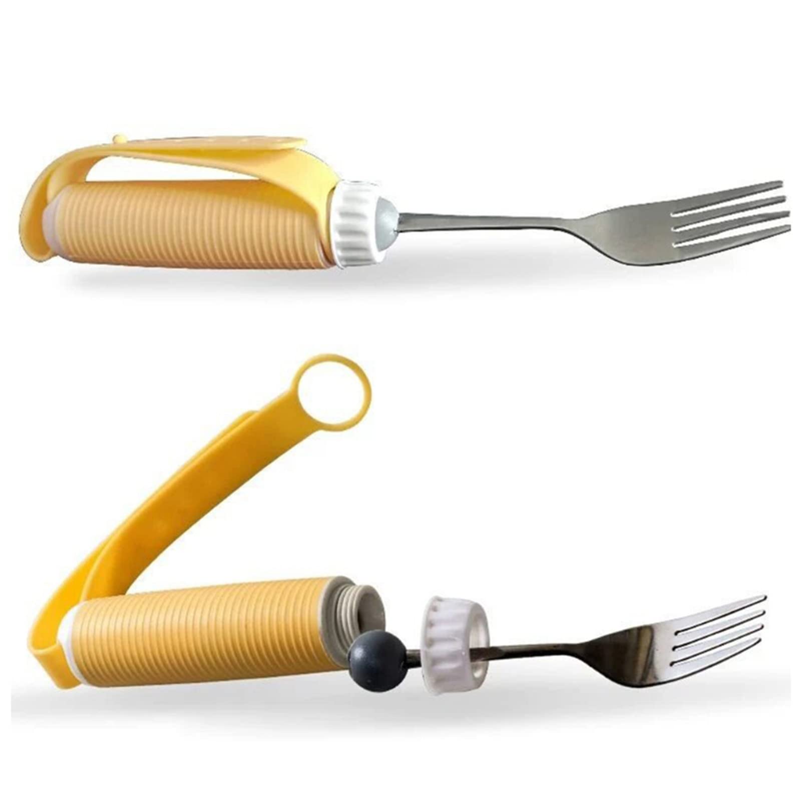RSGK Juego De Tenedor De Cuchara De Acero Inoxidable, Utensilio para Ancianos con Artritis, Ayuda para Comer para Pacientes Discapacitados, Utensilios De Comedor Adaptables Giratorios De 360 Grados