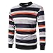 Price comparison product image MIRRAY Mens Sweatshirt Fashion Autumn Long Sleeve Man Striped Pullover Jumper Classic Round Neck Sports Tops Orange