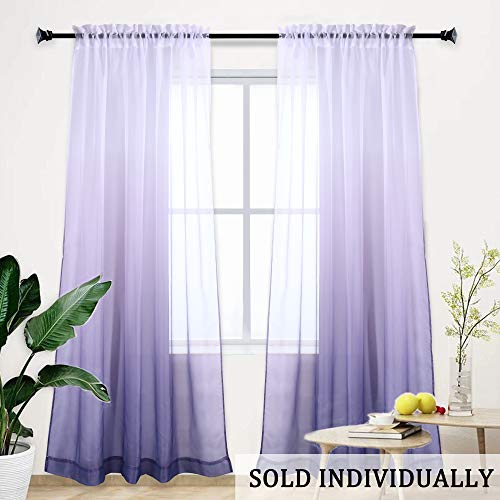 HUTO Gradient Curtains Light Purple Ombre Semi Sheer Curtain Girls Bedroom Curtain Panel Drapes Voiles for WindowsLiving RoomKids RoomCloset Set of 1 Panels 95 inches Lavender