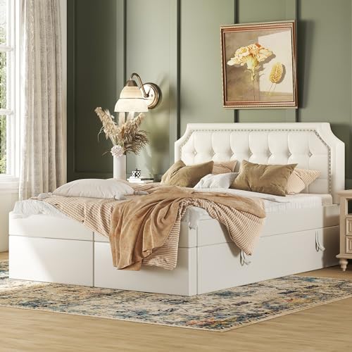 MSMOK 140x200cm Polsterbett, Doppelbett mit Lattenrost aus...