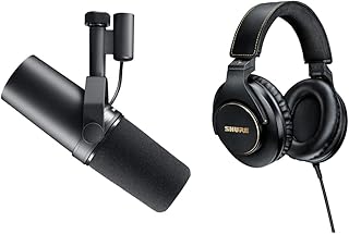 Shure SM7B Vocal Dynamic Microphone for Podcast & Recording with SRH840A Over-Ear Wired Headphones for Critical Listening & Monitoring