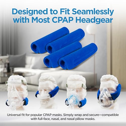 Image of resplabs CPAP Strap Covers | Compatible with Most Full Face and Nasal CPAP Mask Headgear | Universal | 4 Pack