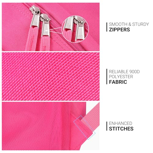 Image of ZORFIN 26L Backpack for College, and Travel: Water Resistant Bookbag - Hotpink