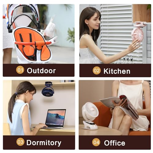 Image of voltmi Clip-On Desk Fan with 3000mAh Battery | Type-C Rechargeable, 5-Speed, Digital Display | 6-Inch Blade, 90 Adjustable, Night Light | Table & Bed Fan for Home & Office | White