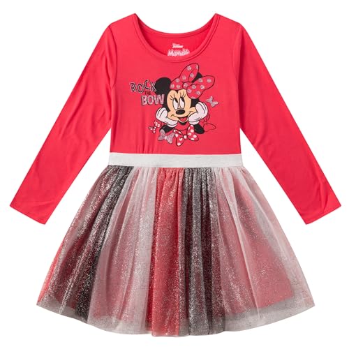 Vestido de manga larga Disney Minnie Mouse rosa para niñas pequeñas y grandes