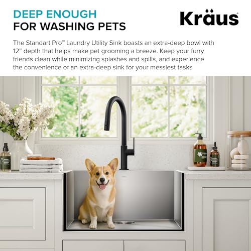 KRAUS Standart PRO 25-inch Drop-In Top Mount 16 Gauge Stainless Steel Single Bowl Laundry Utility Sink, KHT301-25L - image 8