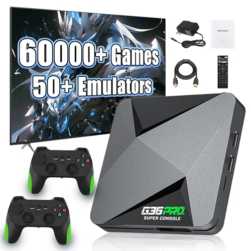 G36 PRO Retro Game Console 128G, Video Emulator Gaming Console with Built in 60000+ Retro Game 50+ Emulators, EmuELEC & Android System, with 2 x 2.4G Wireless Controllers, Plug and Play TV Video Games