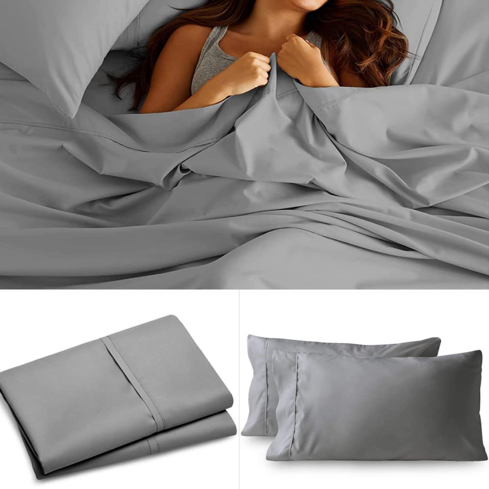 Federe Cuscino Letto Set di 2 federe for Cuscini for Dormire a Letto, Dimensioni Standard/Queen/King Size, 20x30'', 20x26'' Federa Seta(Light Blue 2pcs,20x36inch (51x91cm))
