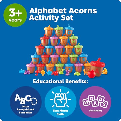 Image of Learning Resources Kids Alphabet Acorns Activity Set,78 Pcs,Multicolor