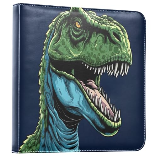 Álbum de fotos adhesivo DIY Scrapbook álbum cuero PU color verde dinosaurio con 3 anillas 40 páginas 8x10 para recuerdos miniatura 1