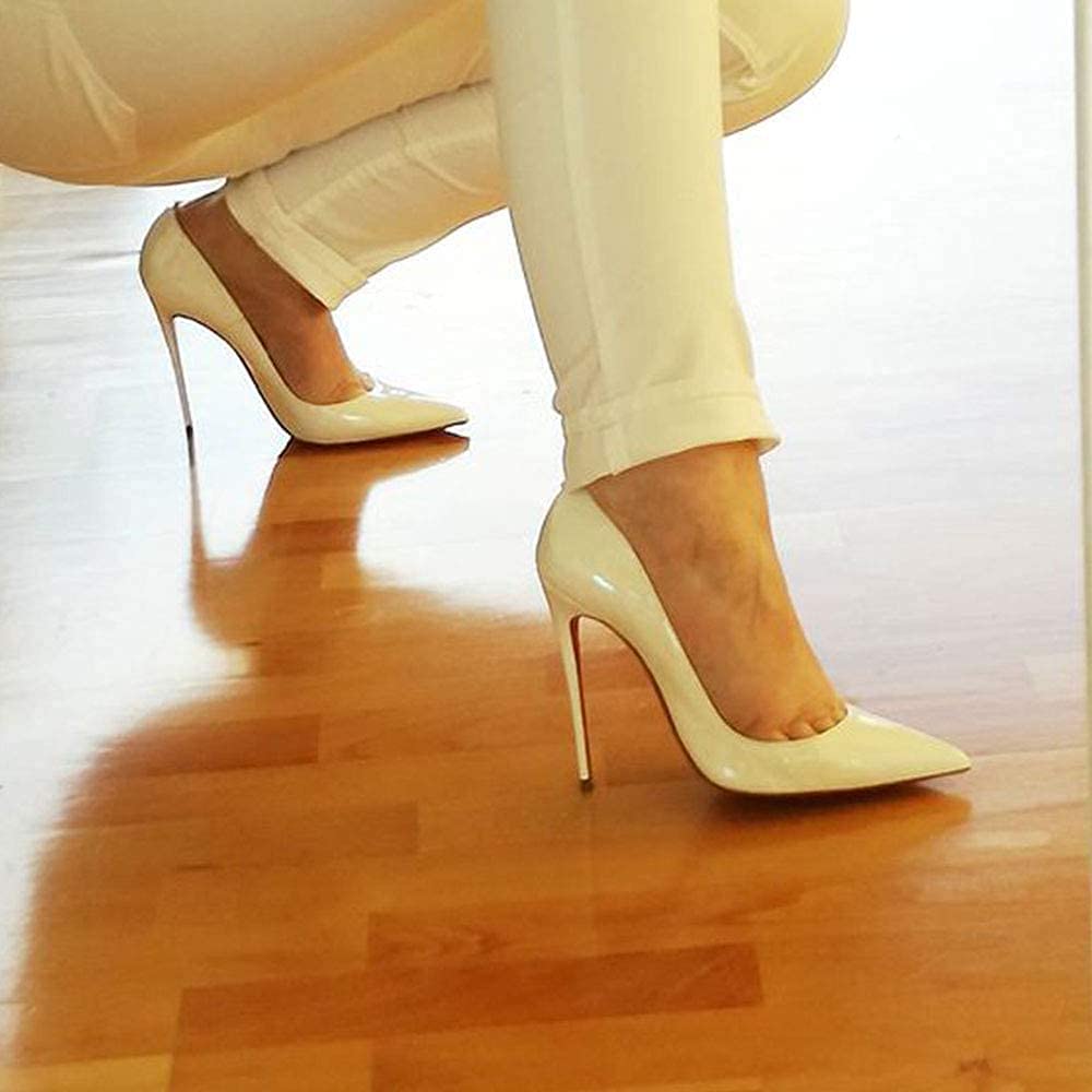 GENSHUO 12CM Scarpe col Tacco Pointed Toe Stiletto - Classiche Donna Tacco Alto Festa Elegante Scarpe de Moda décolleté a Punta Numero,Tacchi a Spillo