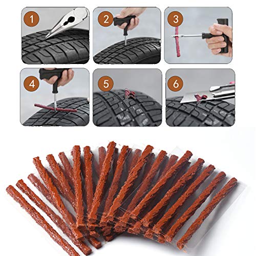 Vankcp 150 Pieces Tire Repair Strings, 4 × 0.24\"\" Repair Rubber Sealing Strip Natural Tire Repair Rubber Plug Flat Tire Plug Repair kit for Tubeless Off-Road Tires Car,Bike,Motor,Wheelbarrow,ATV, UTV