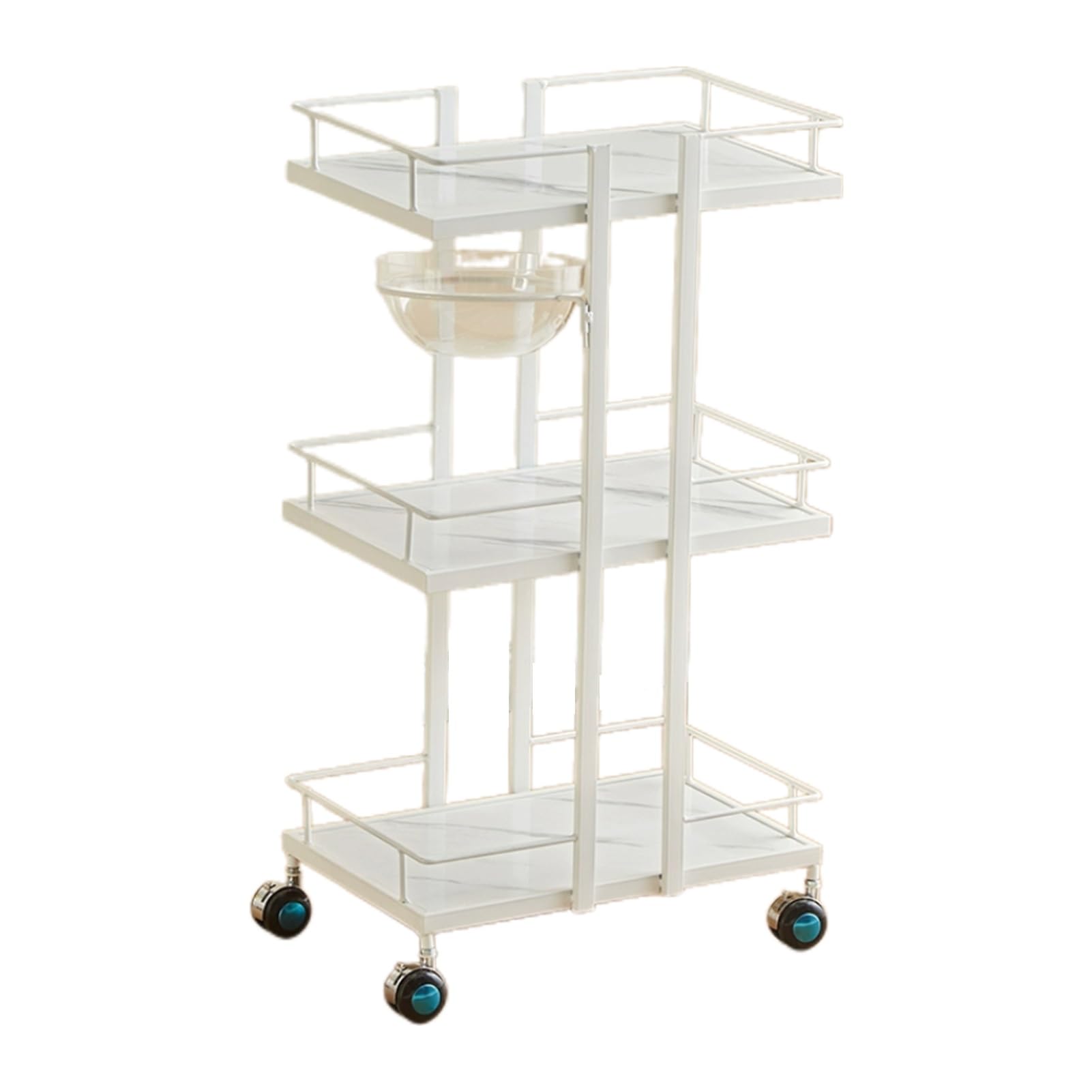 Barbershop Trolleys Beauty Salon Hand-Trolley Tool Carts Shelves with Workbenches,Layered Storage Increased Height,Convenient Universal Pulleys,Suitable for Salon Spa Tattoos(White,28x45x83cm)
