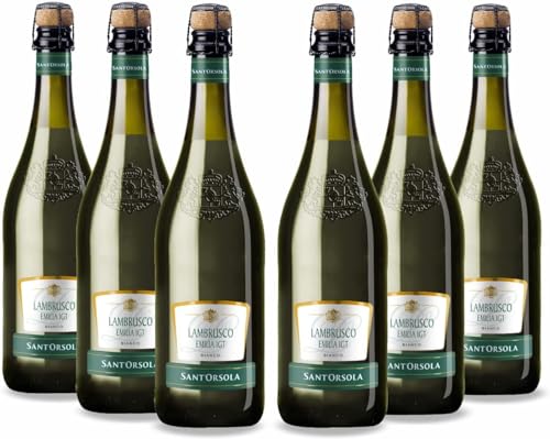 Casa Sant'Orsola - Vino Bianco Frizzante Lambrusco Emilia I.G.T. 8%, da Uva Italiana, Gusto Fruttato e Avvolgente, 6x750 m