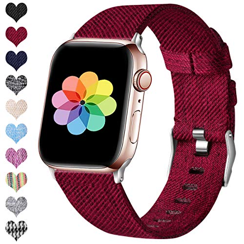 HUMENN Compatible con de Watch Correa 38mm 40mm 42mm 44mm, Banda de Tela Tejida de Repuesto, Pulsera Deportiva de Nylon para iWatch Series 5 4 3 2 1, Rojo 38mm/40mm