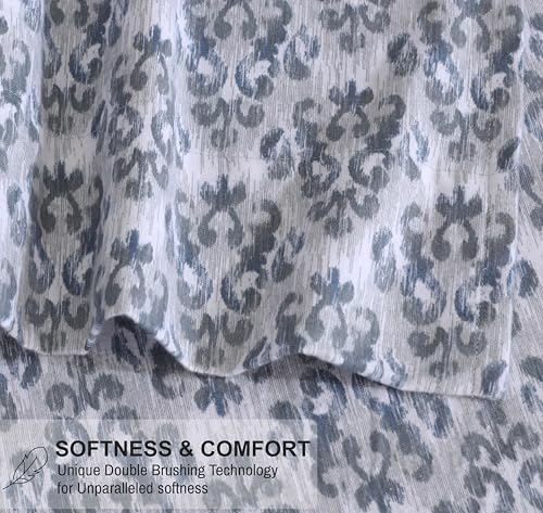 Ruvanti Flannel Sheets Queen Size - 100% Cotton Double Brushed Bed Sheets, Deep Pockets 16 Inches Queen Sheet Set, All Seasons Breathable & Extra Soft - Warm & Cozy, 4 Piece, Damask thumb #2