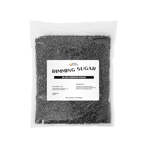 Brew Glitter - Black Rimming Sugar (1LB, 1x Resealable Bag) Cocktail Garnish for Mixed Drinks & Refreshments