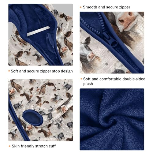 Cute Cow Boys Fleece Coat,Children's Zip-Up Hoodie Jacket,Baby Warm Fashion Outerwear 3-10T,A1133123