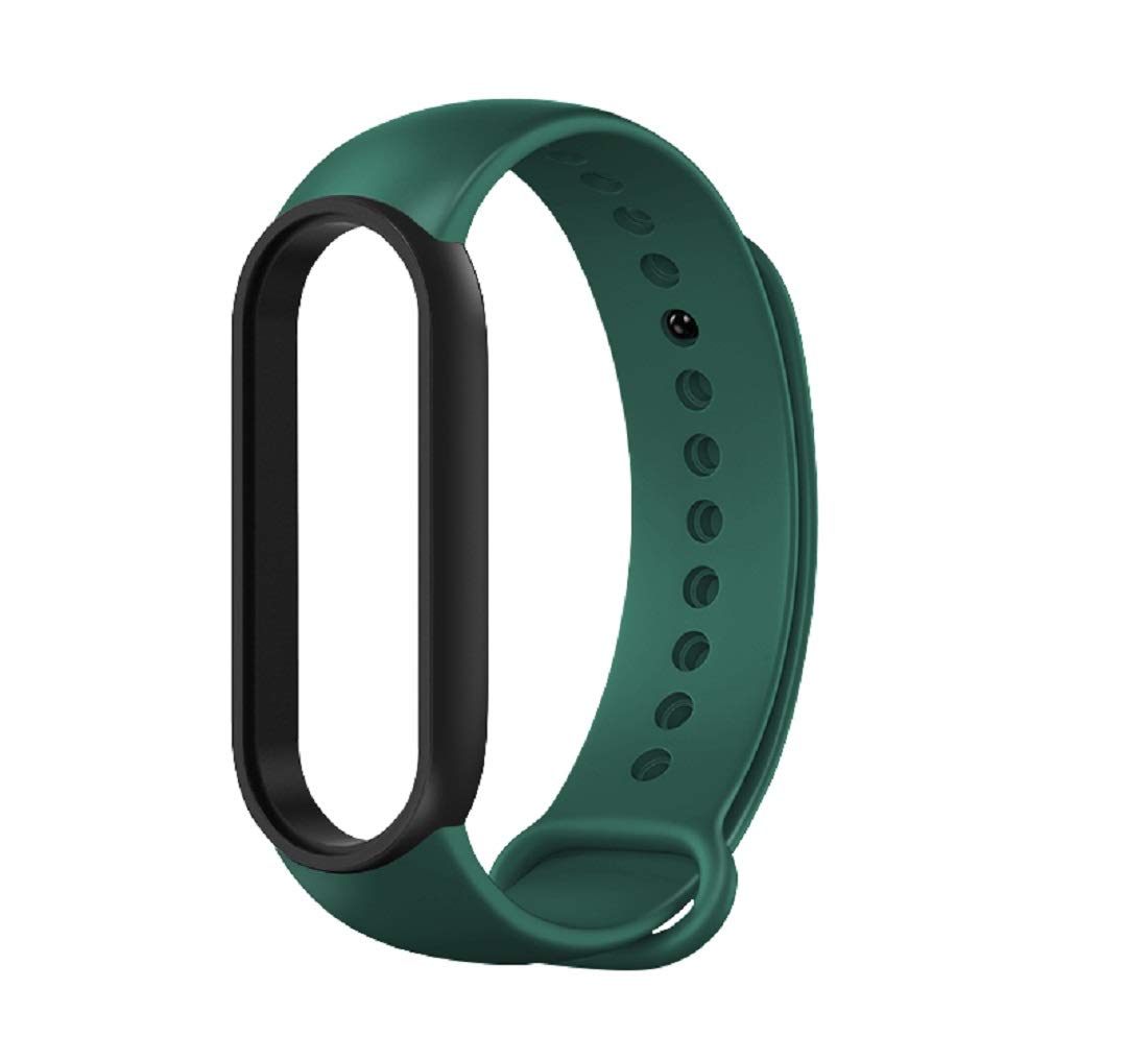 ALI CREATION Silicone Band Strap for Xiaomi Mi Band 5 (Device Not Included) (Green Black)