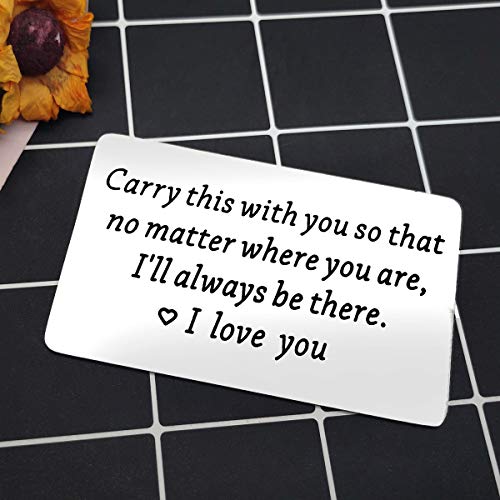 Vadaka Engraved Wallet Inserts Card Anniversary Card Gifts for Men Carry This with You So That No Matter Where You are I'll Always Be There-I love you Card3