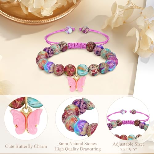 Image of 4-12 Year Old Girl Birthday Gifts, Adjustable Pink White Pearl Beaded Bracelet for Teen Girls, 4-12th Happy Birthday Christmas Graduation Gifts for Daughter Granddaughter Niece
