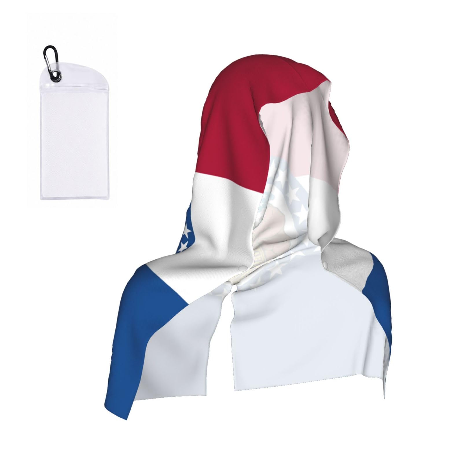 DUWAA Missouri State Flag Print Reusable Hoodie Cooling Neck Wrap, Hot Weather Outdoor Sports Workout Head Towel For Stay Chill