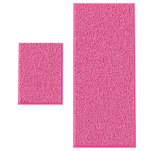 Bathroom Rugs Set 2 Piece Thick Chenille Kitchen Mats,Quick Dry Absorbent Bath Rugs With Non-Slip Pvc Backing,Bath Mats for Bathtub,Bedroom,Living room Home Decor Large Rugs 60x24+24x16 Inch