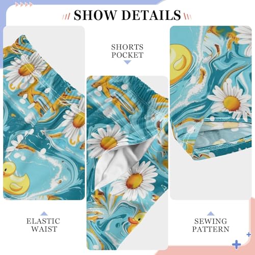 Pajama Bottoms, Chamomile Flowers and Ducks Sleeping Pant Lounge Wear Pajamas Long Pants Sleepwear Pjs4