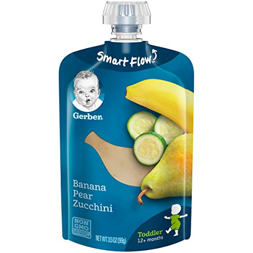 Gerber Purees Banana Pear Zucchini Toddler Baby Food Pouches, 3.5 oz