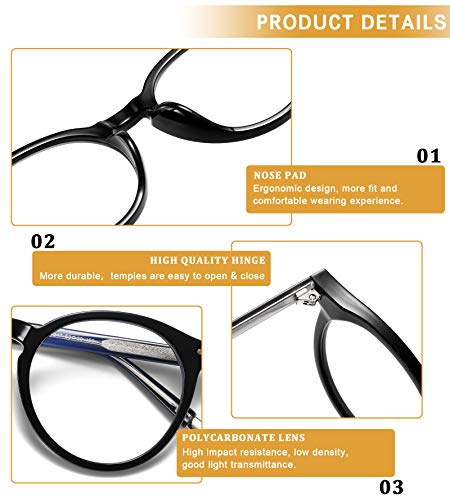 Image of DUCO Blue Light Glasses for Men Women Blue Ray Blocking Glasses Computer Gaming Glasses Retro Round Eyeglasses Frame 5217