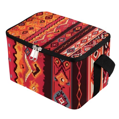 Lunch Bags for Women Men 9 Cans,Geometric Ethic Style Hot & Cold Food Delivery Bag Insulated Grocery Bag Insulated Lunch Box Boho Cooler Bag for Office Work Picnic Beach