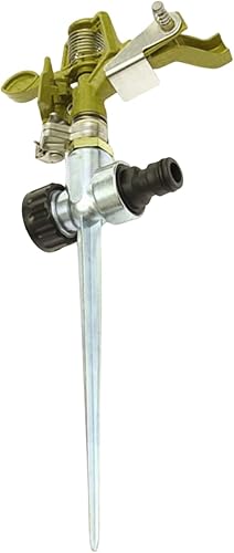 Vermon Rociador de impacto pulsante, cabezal de aspersor de césped resistente, boquilla basculante de ajuste con pasador, rociadores giratorios para