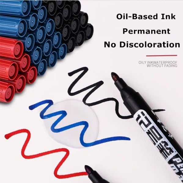 Image of Like 2pcs Black Permanent Marker Pen Waterproof | Quick Dry Black Marker Pen | 2.0mm Bullet Tip | Multi Surface Writing for Plastic, Metal, Glass, Wood, Cardboard & Office | Pack of