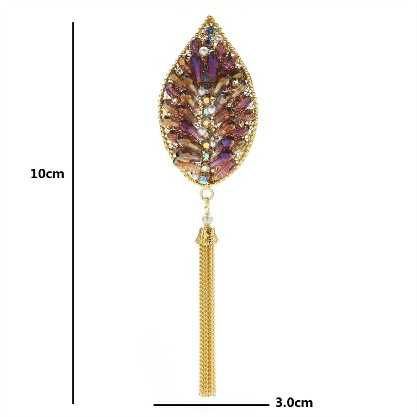 WXKAGF Brosche für Damen, elegant, glänzende Quaste, Kristallblatt-Brosche, Hochzeitsfeier-Brosche, blattförmige Brosche, Damenmode-Accessoires, Exquisite Broschen