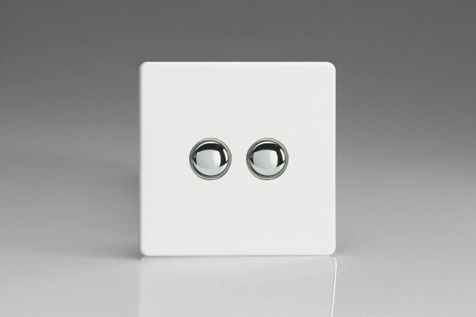 Varilight XDQM2S Screwless Premium White 2 Gang 6A 1W Push Momentary Switch