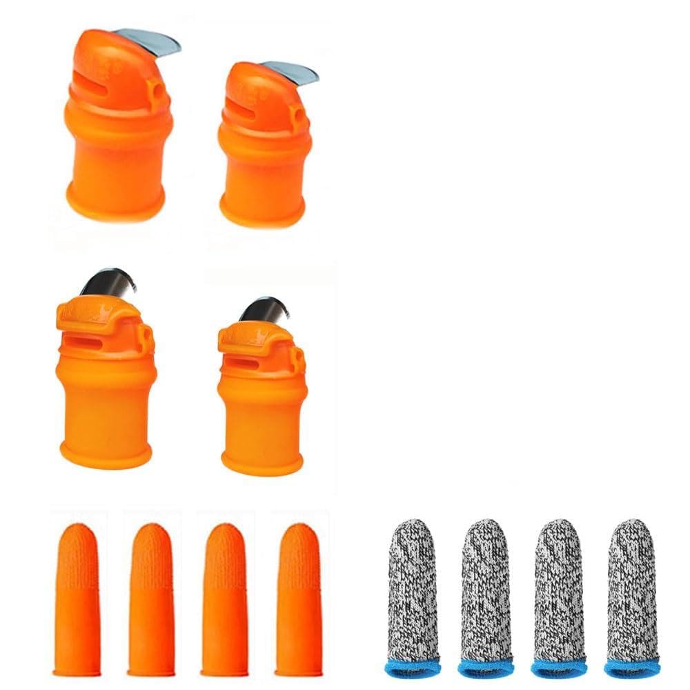 CrongeFul 12pcs Silicone Thumb Knife Gardening Tool Set for Harvesting, Plant Fruit Picking, Trimming, Thumb Cutter for Finger Protection(Flat & Tilt)