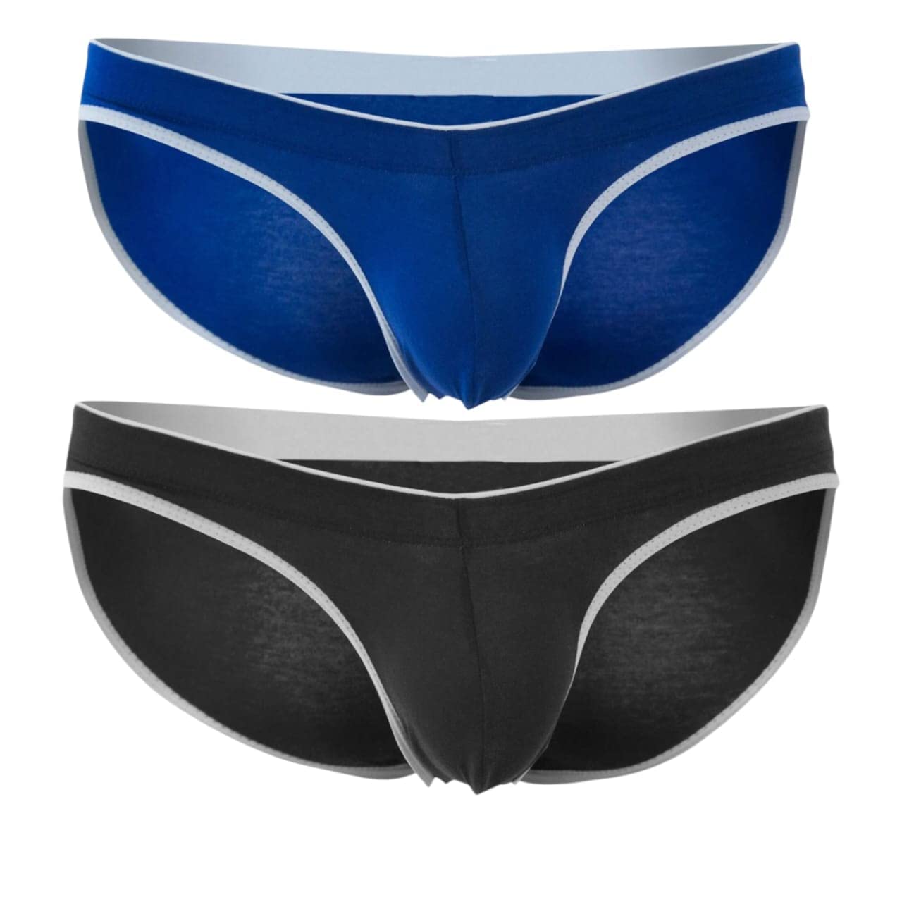 Men's Nylon Combo of Brief Thong Seamed Border Elastic Thong, One Size Fits S-M-L, Black-Blue- Color, 2 Pcs Free size suitable age between 18-45 years-image-9