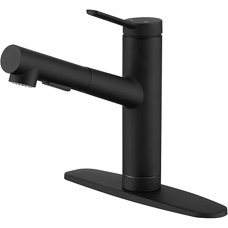 CREA Kitchen faucets, Bar Sink Faucet, Black Kitchen Sink Faucet Pull Out Utility Prep Wet Faucet Small Single Handle Hole Faucet, Commercial Modern rv Sink Low Arc Faucet Outdoor Laundry