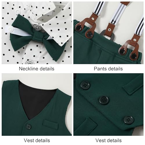 Image of YUEMION Toddler Baby Boy Clothes Suits Gentleman Dress Shirt+Bowtie+Vest+Suspender Pants Boy Formal Wedding Outfits Set 1-5T