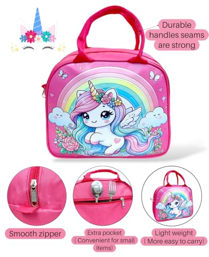 Image of TERA 13 Lunch Bags Insulated Lunch Tiffin Carry Bag (1 pcs) Unicorn Large Size Hot Cold B-ag for Office Travel School Picnic for Girls, Boys, Men & Women, Cartoon Gift Storage Zipper Bag for Girls