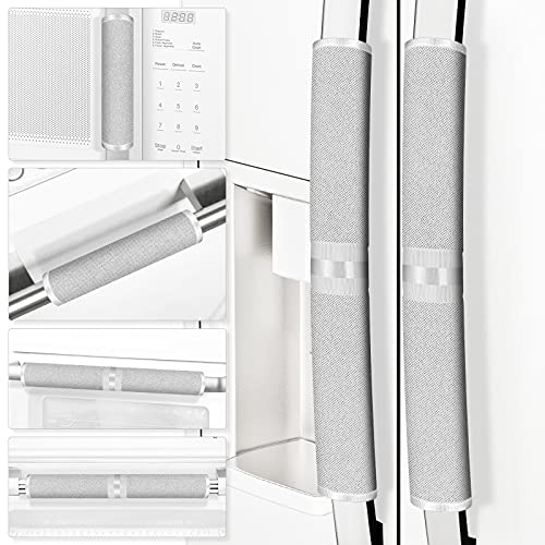 Refrigerator Door Handle Covers, 6 PCS, Keep Your Kitchen Appliance Clean from Food Stains, Smudges, Drips, Oil, Washable and Form-Fitting, Protector for Fridge, Ovens, Dishwashers (Light Grey)