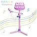 Kids Karaoke Microphone Musical Toys - Happytime Adjustable Stand Karaoke Machine with Pink External Music Function & Flashing Lights for Kids