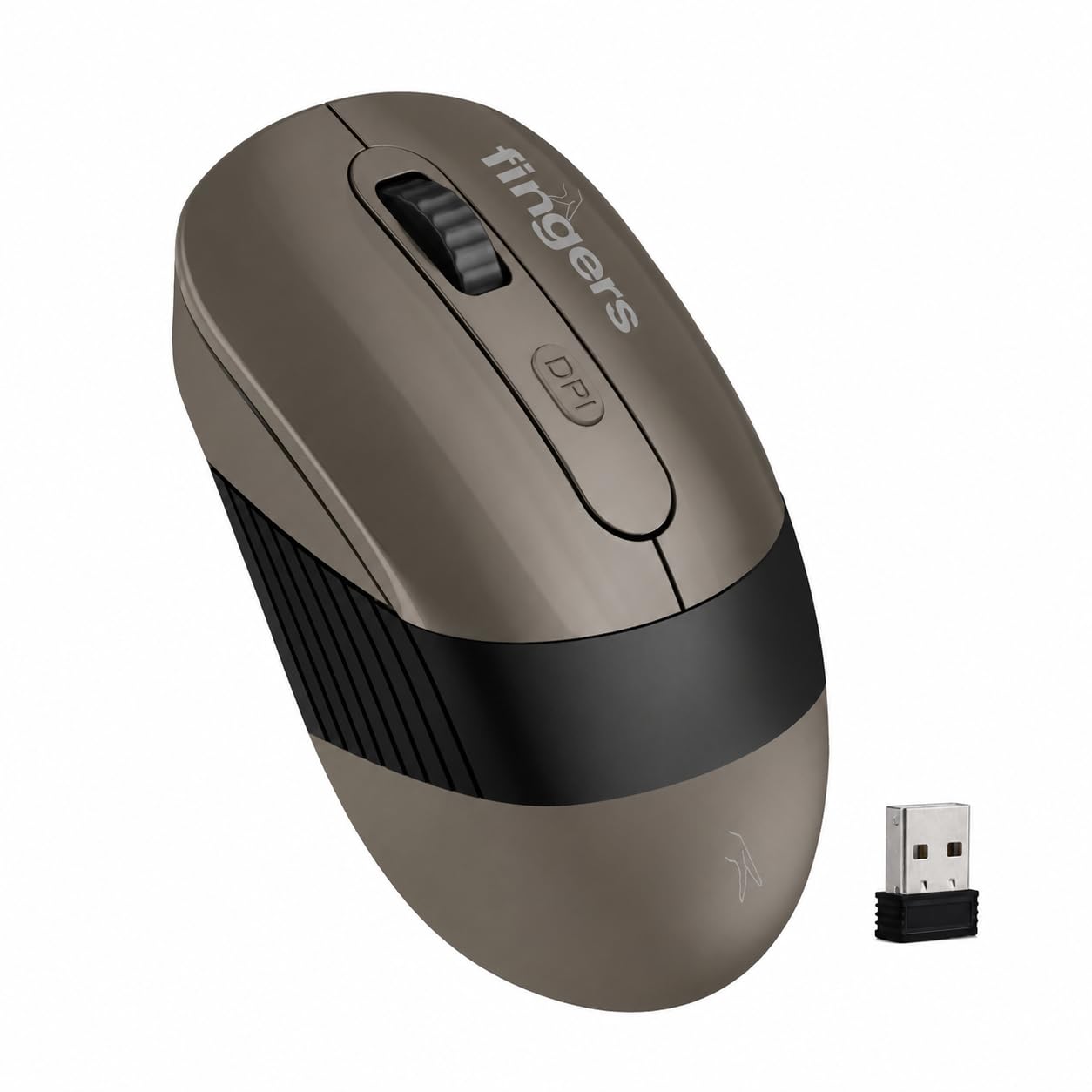 FINGERS AeroGrip Plus Wireless Mouse - 3-in-1 (USB Receiver + Bluetooth + Rechargeable), Adjustable DPI, Anti-Slip Grip, Ambidextrous Design, Works on Most Surfaces - Ash Brown-image-30