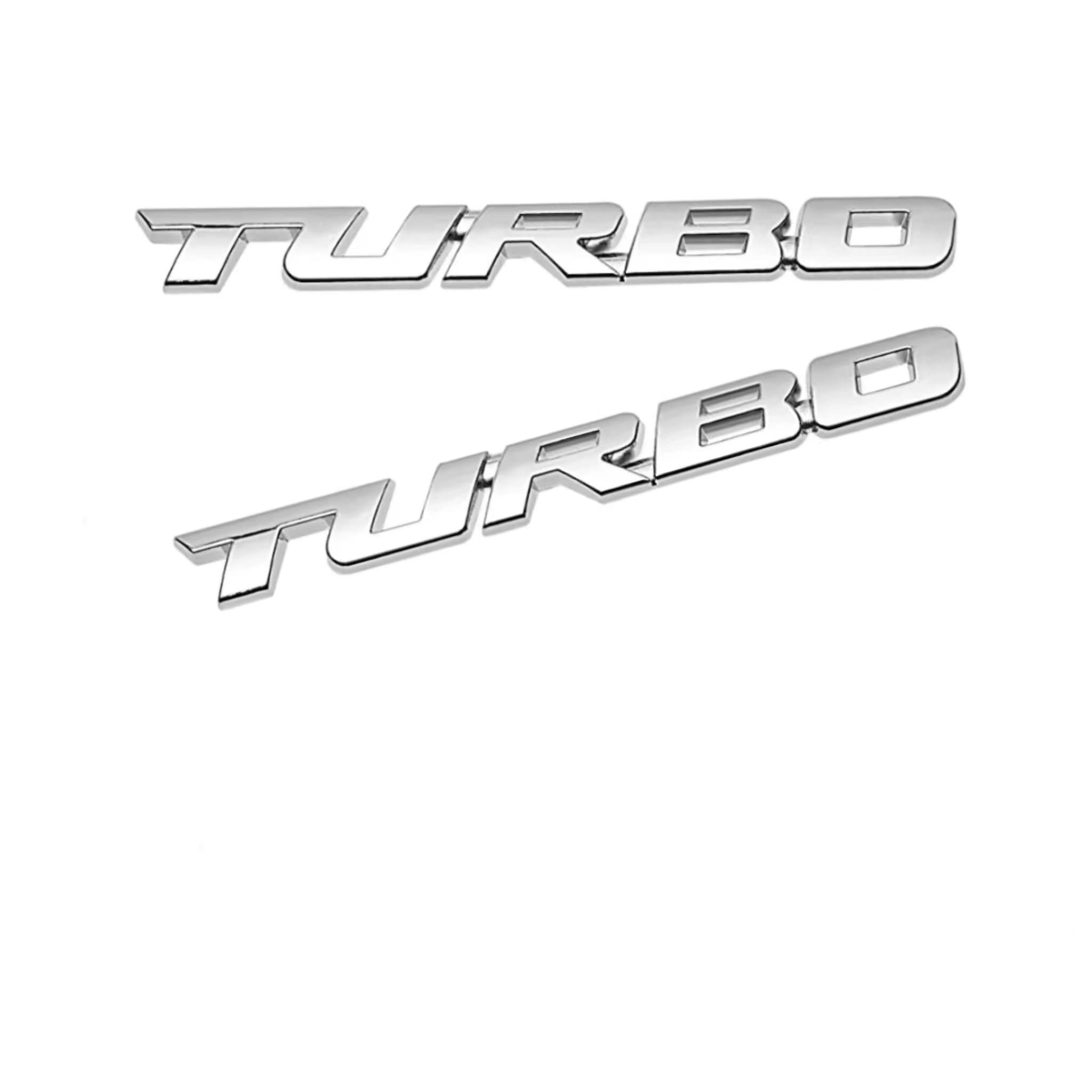 2 PC 3D Metal Turbo Emblem Logo Badg Turbo Side Fender Turbo Badge Car Trunk Nameplate Sticker Decal Suitable for Cars SUV Trucks (Silver)
