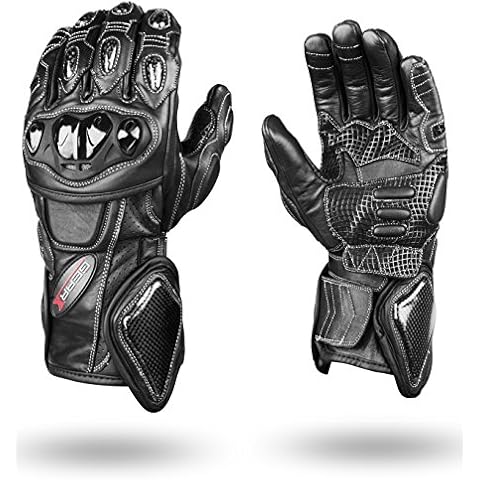Ultimate Protection Carbon Kevlar Motorbike Leather Gloves XL Cover