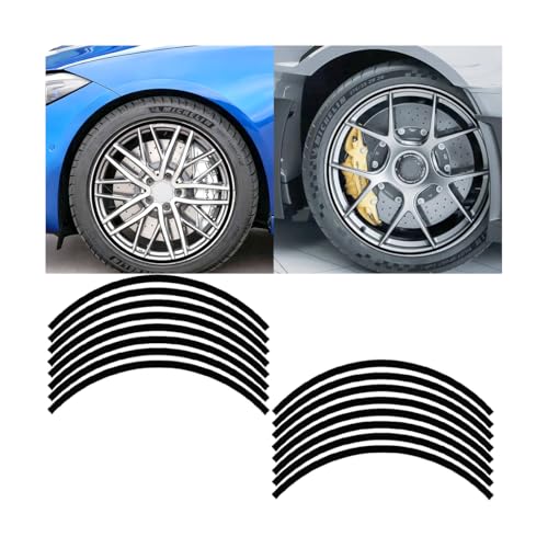 Zpana 16PCS Car Wheel Rim Reflective Stickers, Anti-Scratch Vehicle Night Safety Warning Rim Decals, Auto Tire Hub Eyebrow Tape Stripe Decorative Sticker, Universal for SUV, Sedan, Truck (Black)