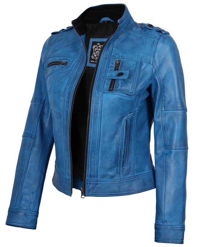 Decrum Leather Jacket Women - Casual Leather Jacket for Women