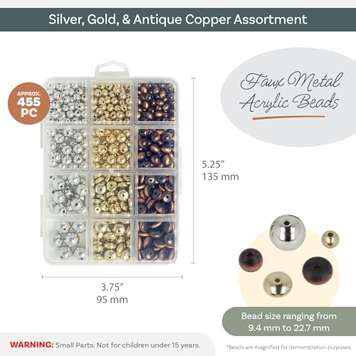 Perles pour création de bijoux et bracelets assortiment acrylique 455 pièces Beadsmith - 5