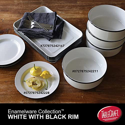 Tablecraft Enamelware Collection Black Rim Solid White Enamel Baking Cookie Sheet Jelly Roll Pan, Home Kitchen & Restaurant, Porcelain Over Steel, Classic, Vintage, Retro Style, 16x11.5x1.5, Set of 6 - Image 8